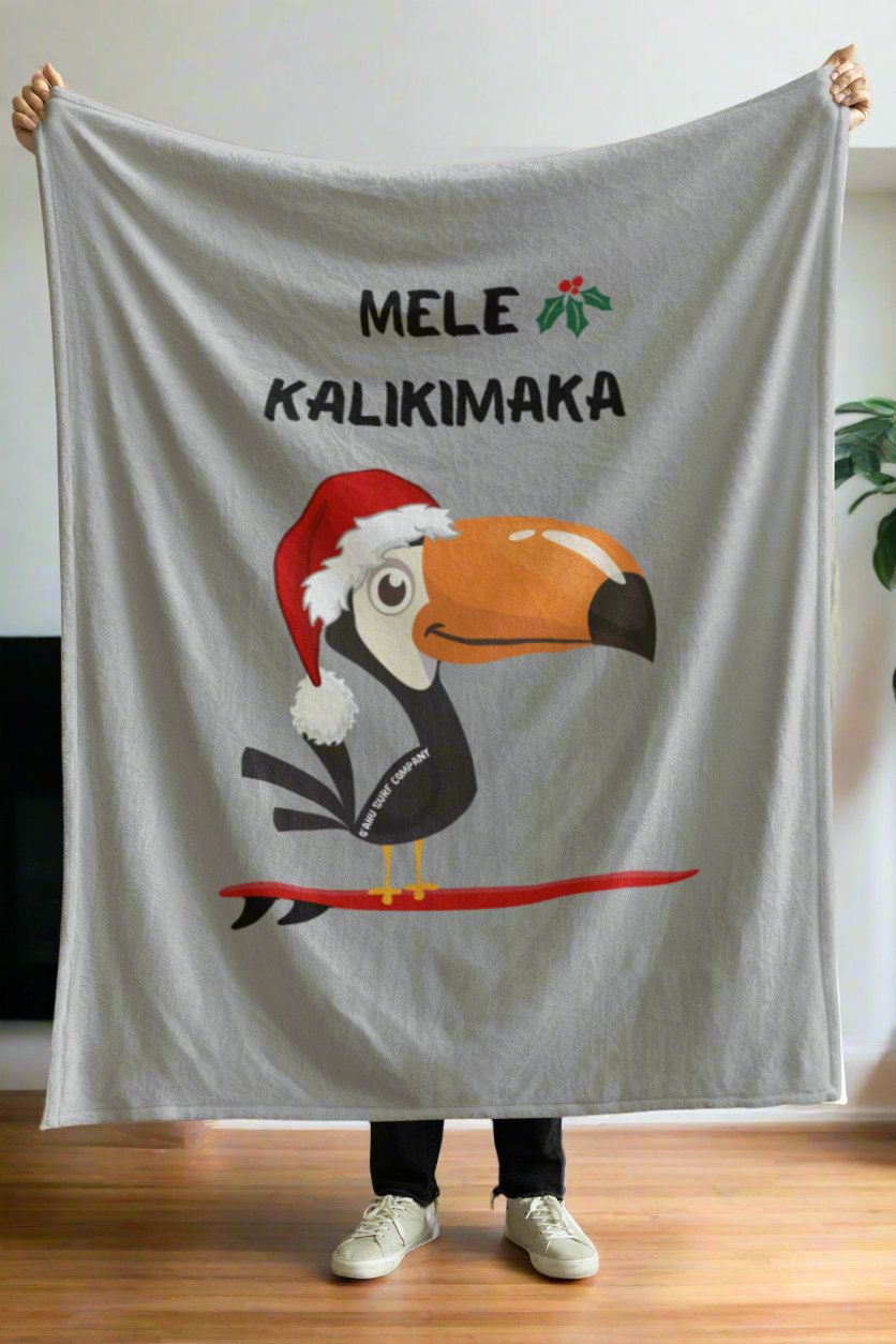 Mele Kalikimaka Toucan Surfing Fleece Christmas Holiday Throw Blanket - O'ahu Surf Company