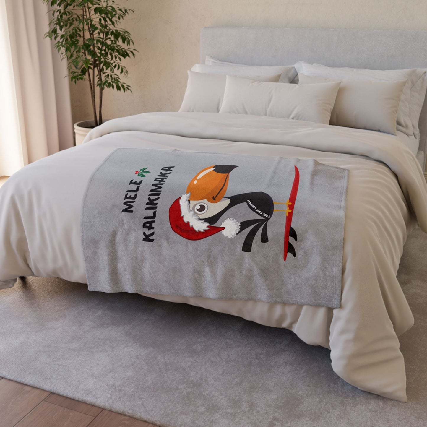 Mele Kalikimaka Toucan Surfing Fleece Christmas Holiday Throw Blanket - O'ahu Surf Company