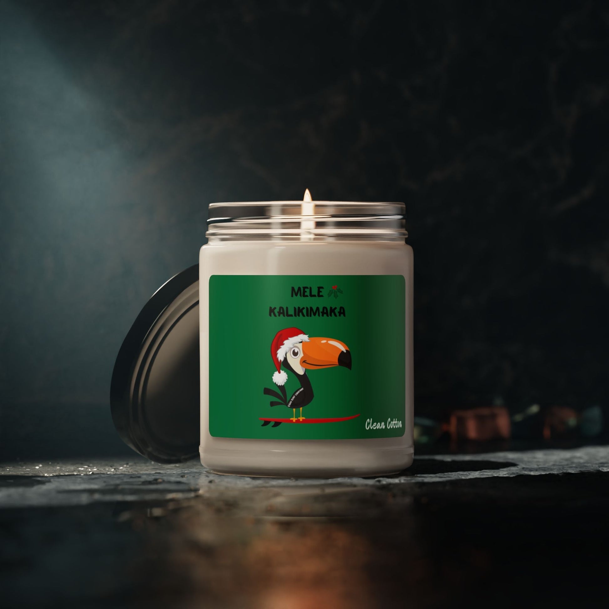 Mele Kalikimaka Toucan Surfing Scented Candle, 9oz - O'ahu Surf Company