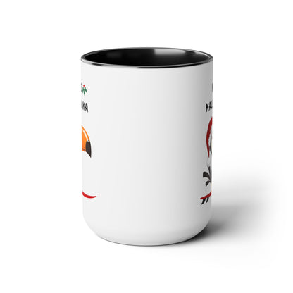 Mele Kalikimaka Toucan Surfing Two - Tone Coffee Mug - Hawaii Christmas Holiday Coffee Cup - O'ahu Surf Company