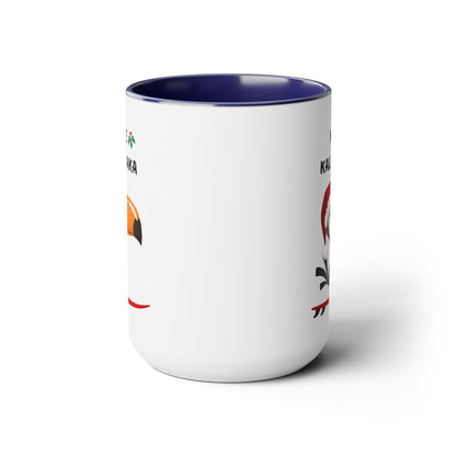 Mele Kalikimaka Toucan Surfing Two - Tone Coffee Mug - Hawaii Christmas Holiday Coffee Cup - O'ahu Surf Company