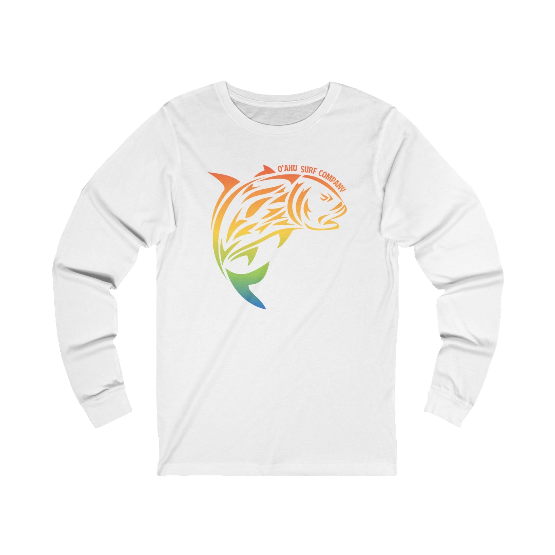 Men's Long Sleeve T-Shirt Featuring Rainbow Ulua Fish - O'ahu Surf Company