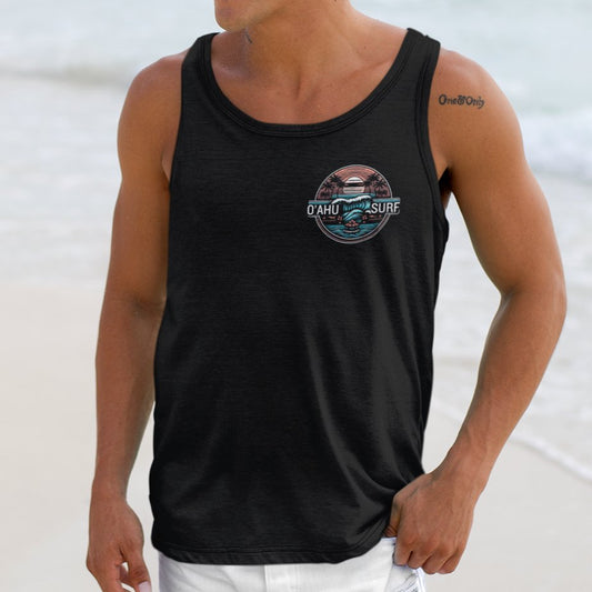 Men's Surf Tank Top Oahu Hawaii Ocean Wave - O'ahu Surf Company