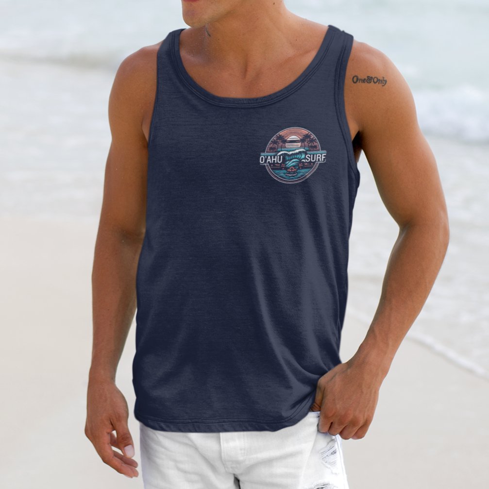 Men's Surf Tank Top Oahu Hawaii Ocean Wave - O'ahu Surf Company