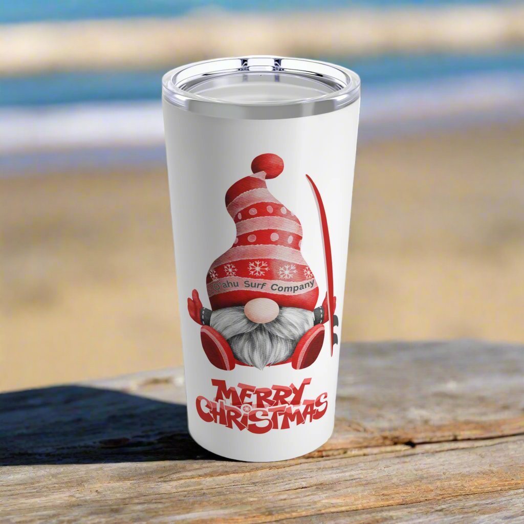 Merry Christmas Gnome Surfer Tumbler Cup 20oz - O'ahu Surf Company