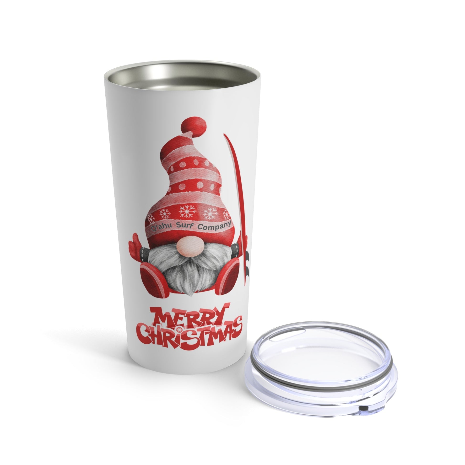 Merry Christmas Gnome Surfer Tumbler Cup 20oz - O'ahu Surf Company