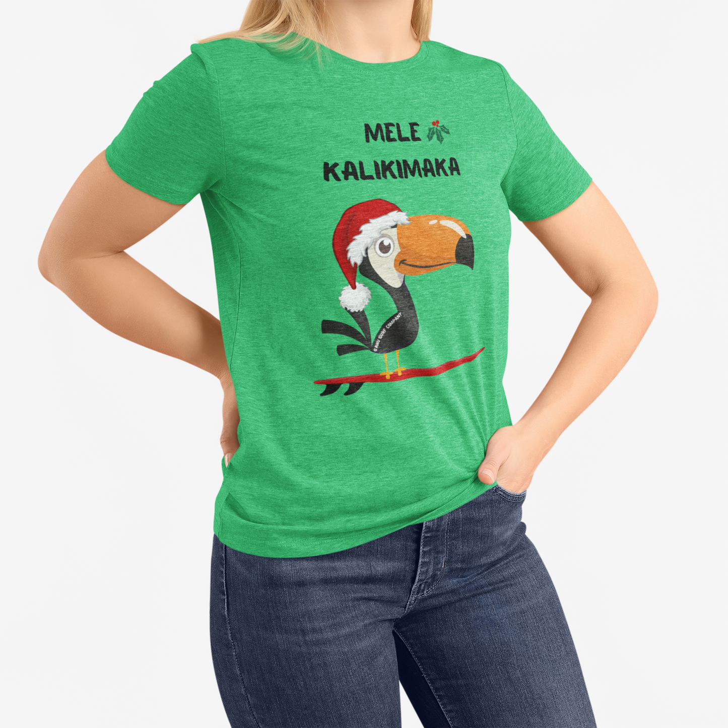 Mele Kalikimaka Toucan Surfing Holiday T-Shirt