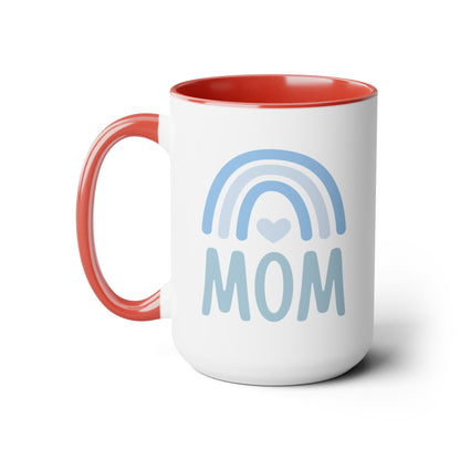 Mom Rainbow Heart Love Mom Two-Tone Coffee Mug, 15oz - O'ahu Surf Company