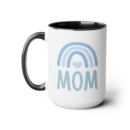 Mom Rainbow Heart Love Mom Two-Tone Coffee Mug, 15oz - O'ahu Surf Company