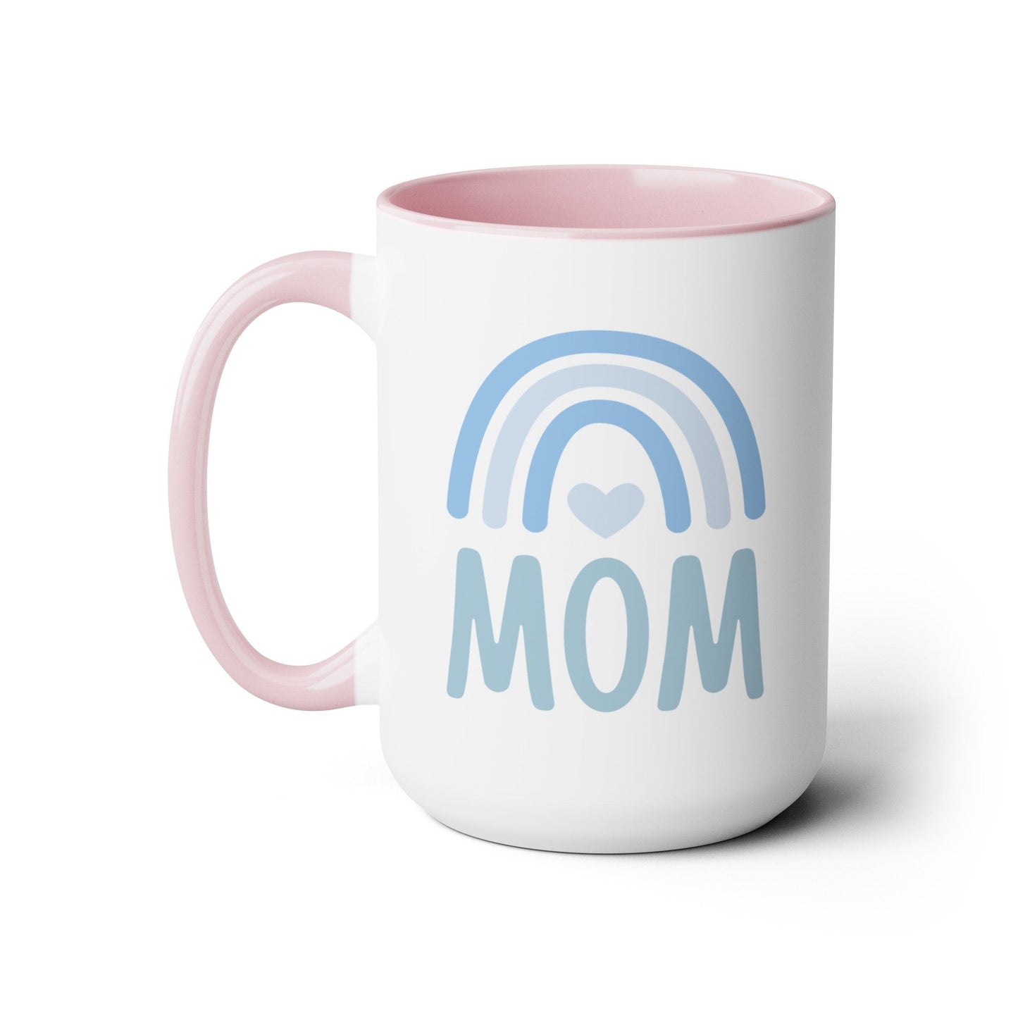 Mom Rainbow Heart Love Mom Two-Tone Coffee Mug, 15oz - O'ahu Surf Company