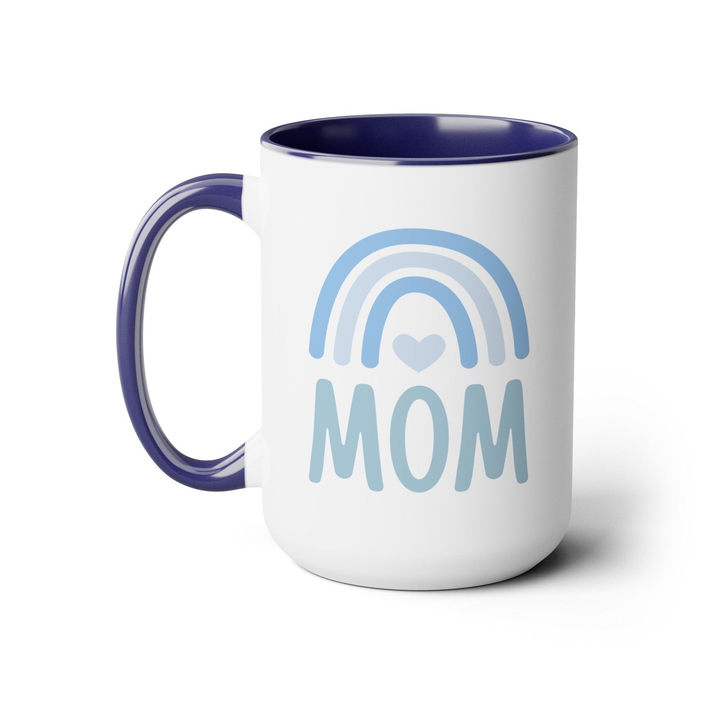 Mom Rainbow Heart Love Mom Two-Tone Coffee Mug, 15oz - O'ahu Surf Company