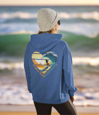 Oahu Hawaii Surfer Heart Hooded Sweatshirt - O'ahu Surf Company