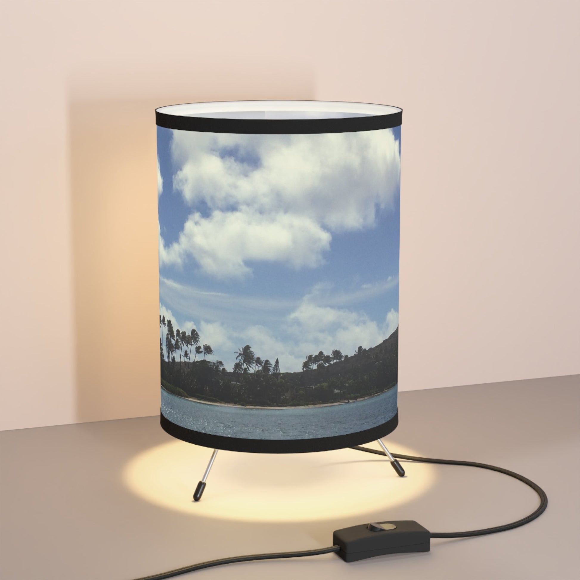 Oahu Hawaiian Island Ocean Beach Scene Tripod Lamp - O'ahu Surf Company