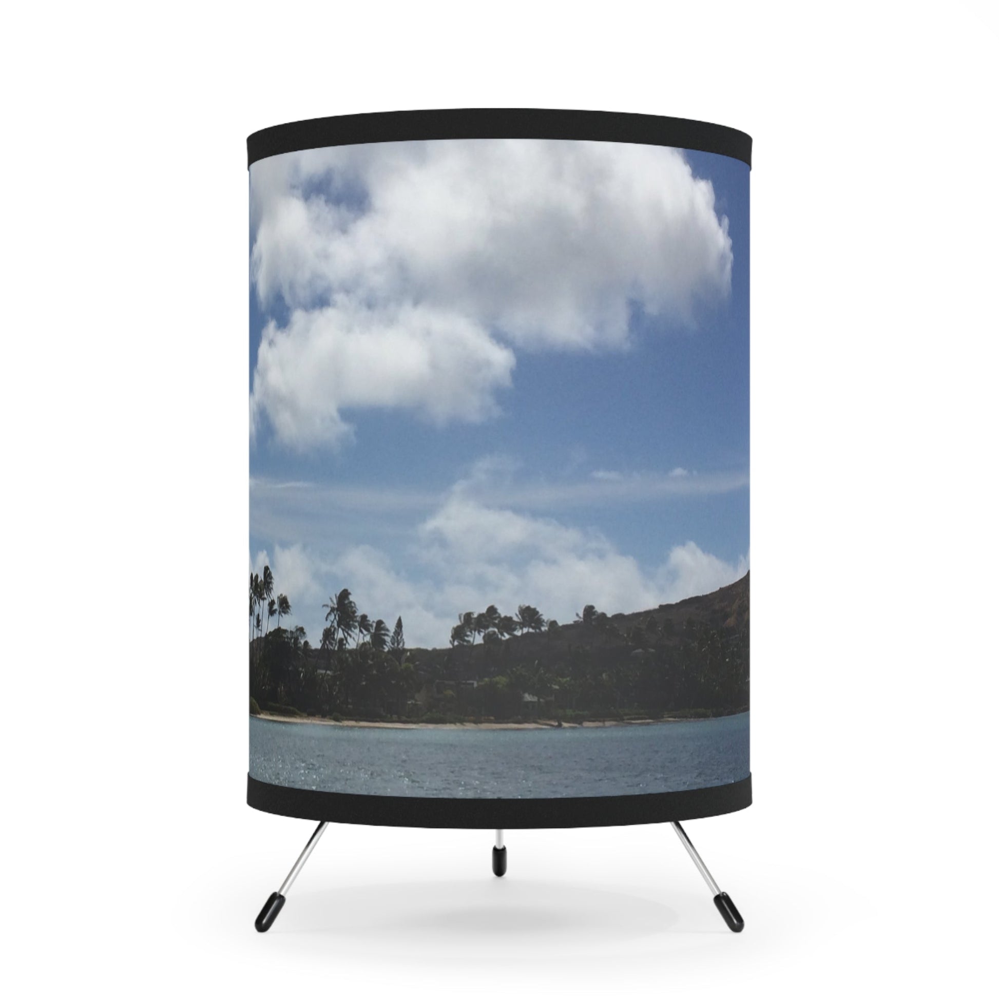 Oahu Hawaiian Island Ocean Beach Scene Tripod Lamp - O'ahu Surf Company