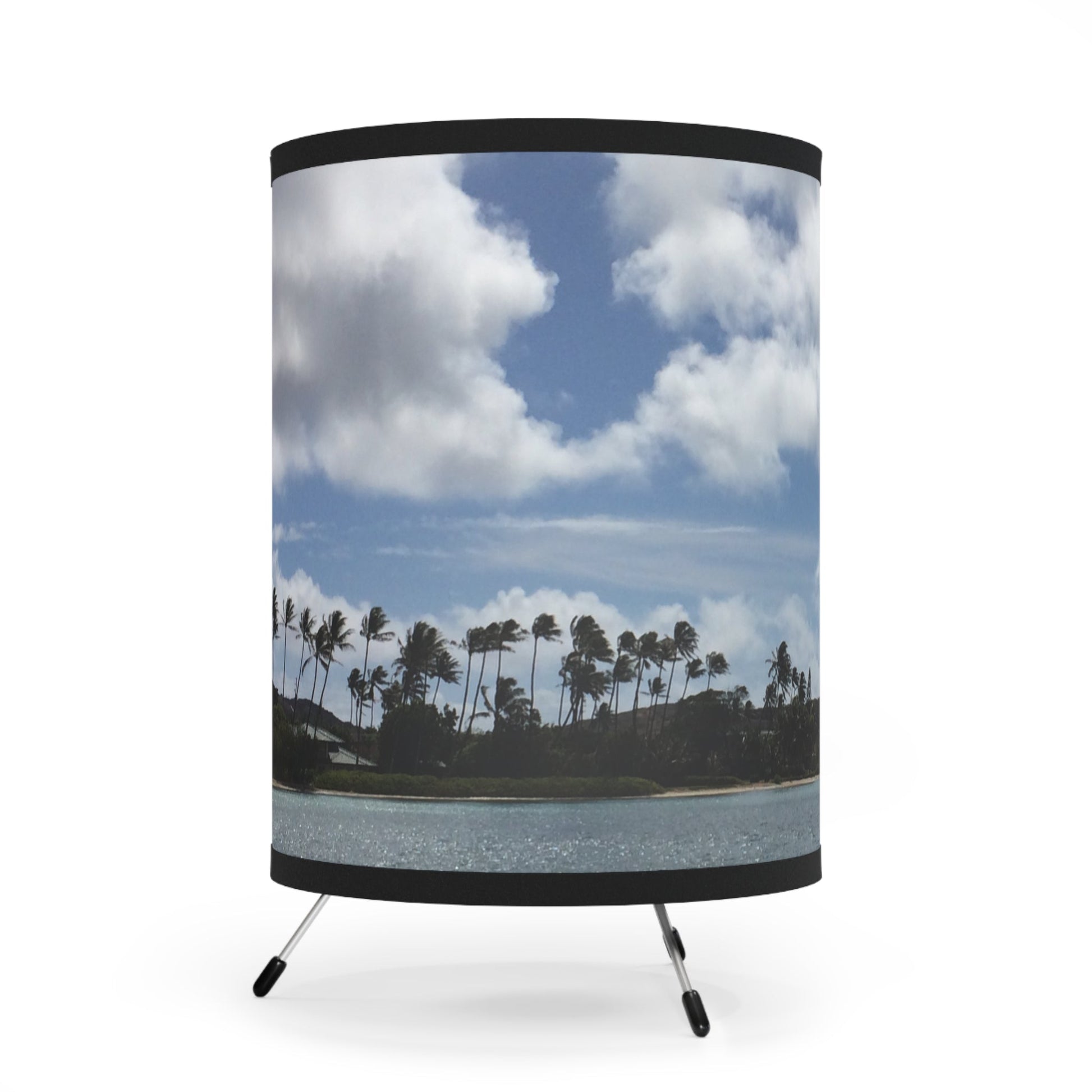 Oahu Hawaiian Island Ocean Beach Scene Tripod Lamp - O'ahu Surf Company