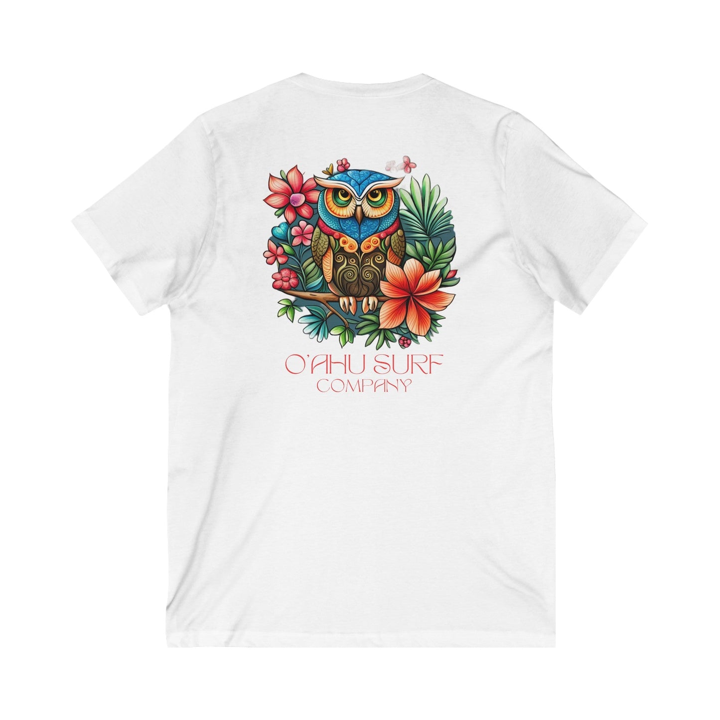 O'ahu Surf Company Owl Tropical Flowers V - Neck T-Shirt - O'ahu Surf Company