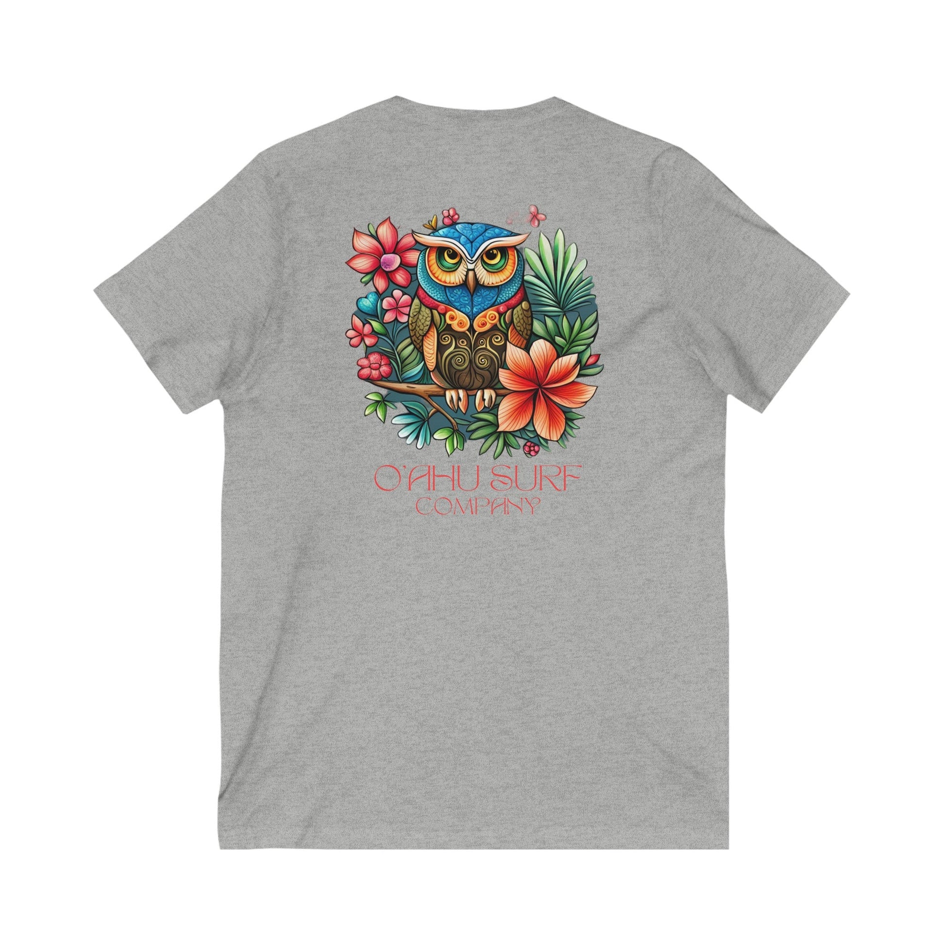 O'ahu Surf Company Owl Tropical Flowers V - Neck T-Shirt - O'ahu Surf Company