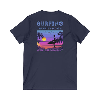 O'ahu Surf Company Surfing Hawaii Beaches V - Neck T-shirt - O'ahu Surf Company