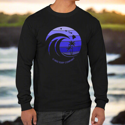 Ocean Wave Hawaiian Islands Long Sleeve T-Shirt - O'ahu Surf Company