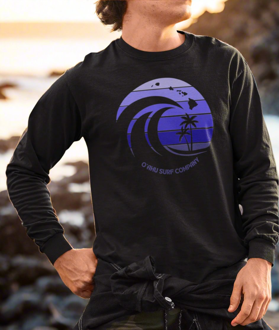 Ocean Wave Hawaiian Islands Long Sleeve T-Shirt - O'ahu Surf Company