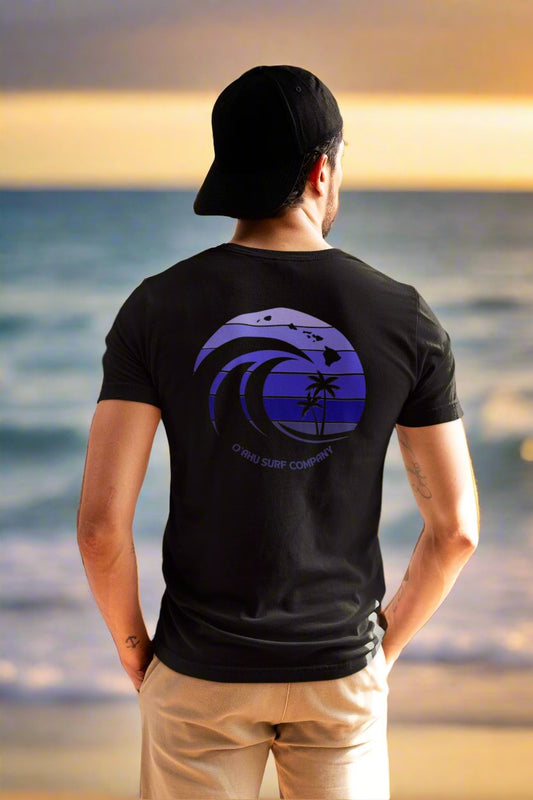 Ocean Wave Logo Oahu Surf V - Neck Island T-Shirt - O'ahu Surf Company