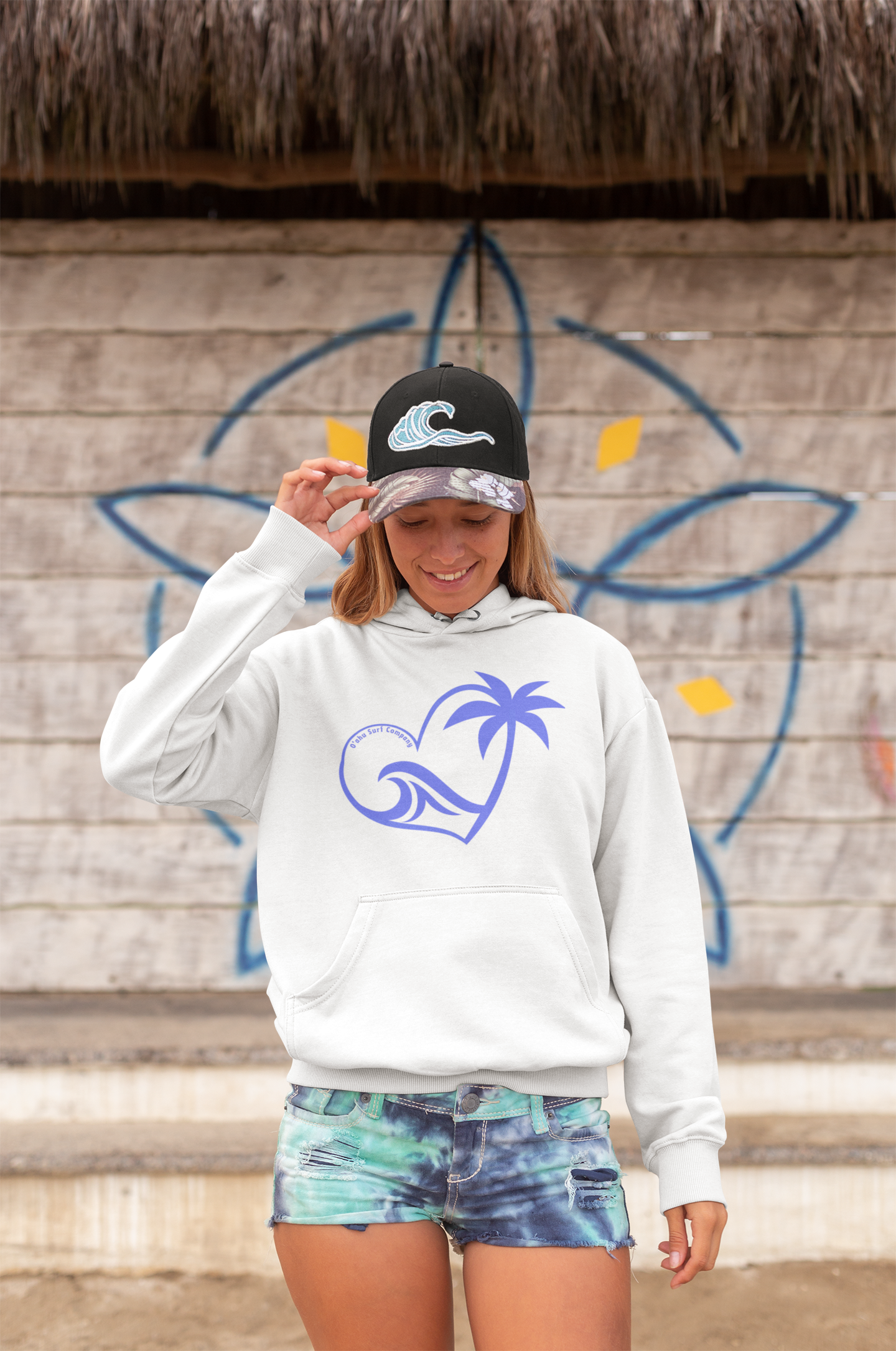 Heart Palm Wave Hawaii Women's Unisex Hoodie Sweatshirt