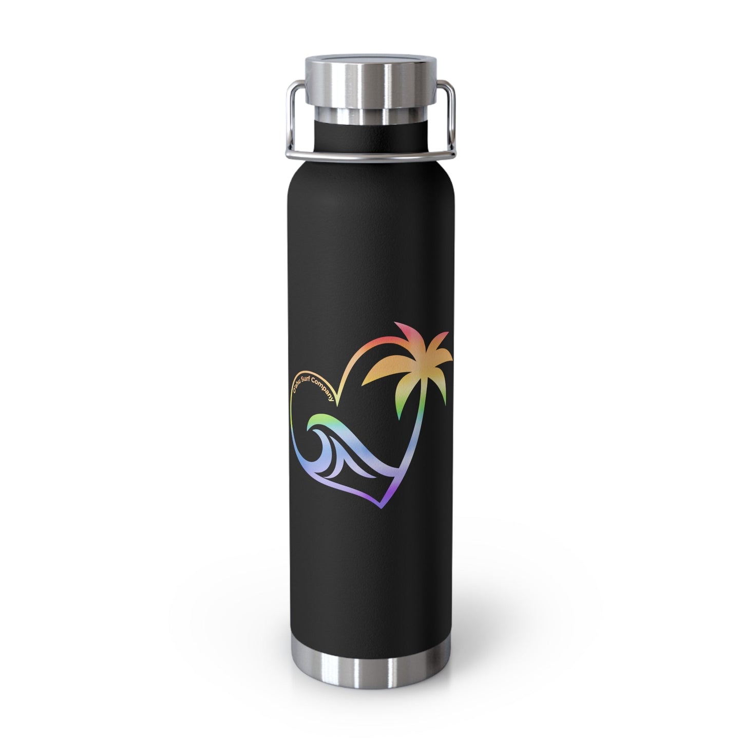 Rainbow Heart Wave Hawaii Copper Vacuum Insulated Bottle 22oz - O'ahu Surf Company