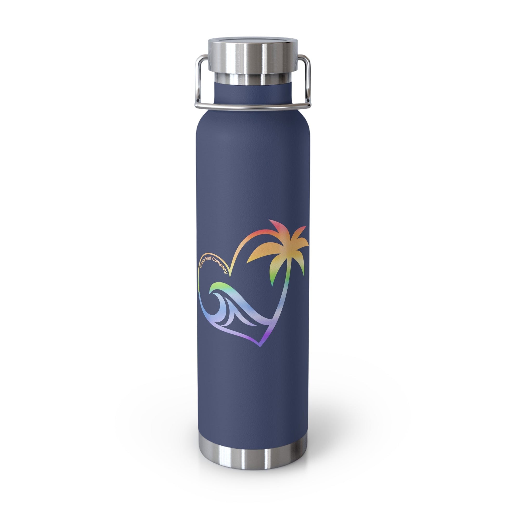 Rainbow Heart Wave Hawaii Copper Vacuum Insulated Bottle 22oz - O'ahu Surf Company