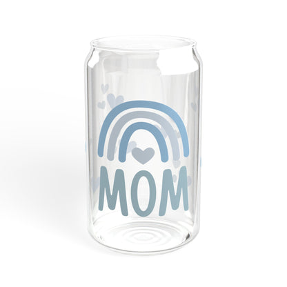 Rainbow Hearts Love Mom Sipper Glass, 16oz - O'ahu Surf Company