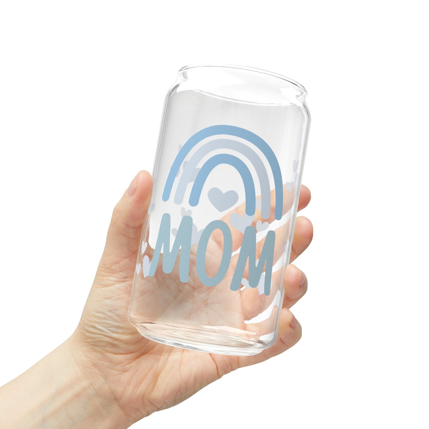 Rainbow Hearts Love Mom Sipper Glass, 16oz - O'ahu Surf Company