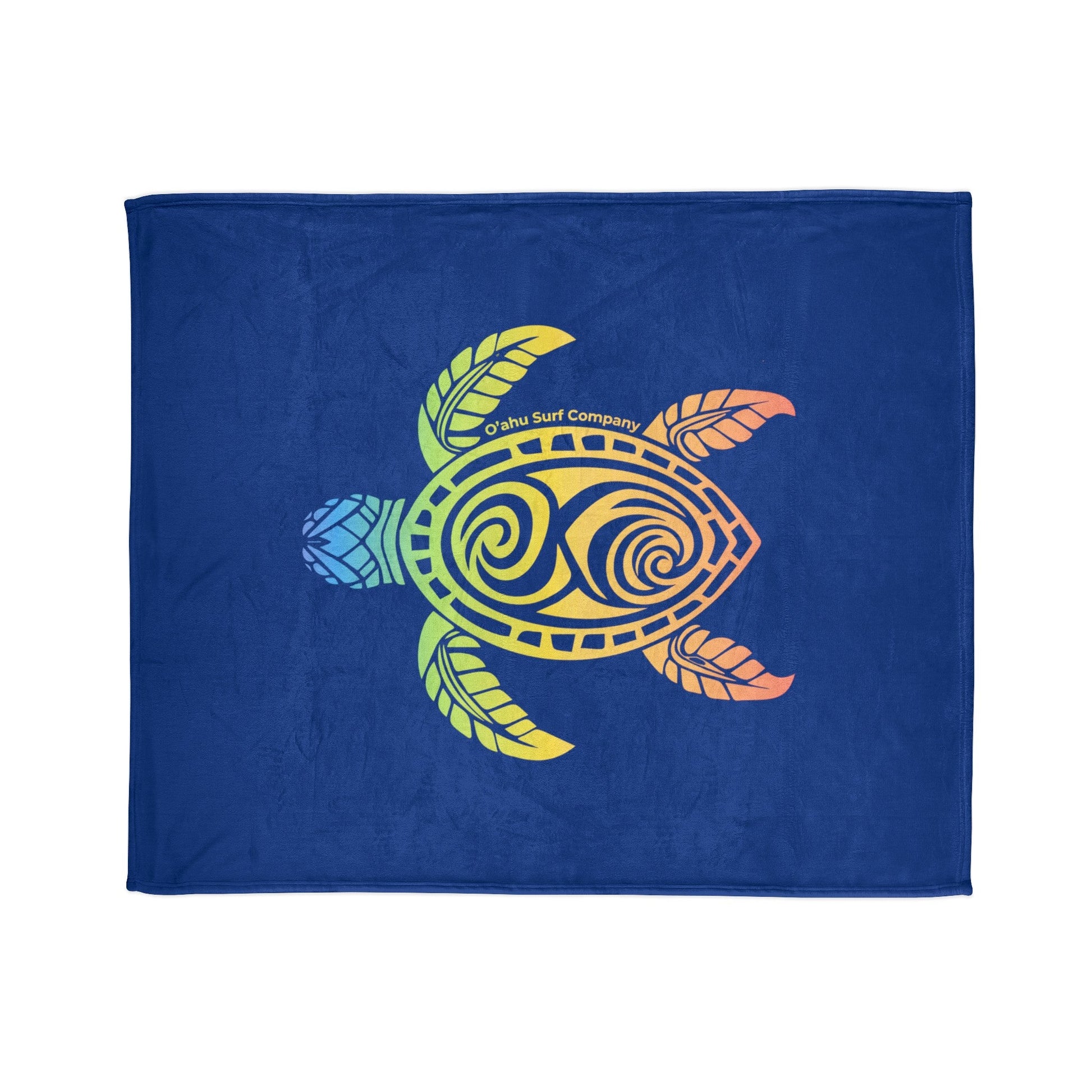 Rainbow Honu Green Sea Turtle Throw Blanket - Dark Blue - O'ahu Surf Company