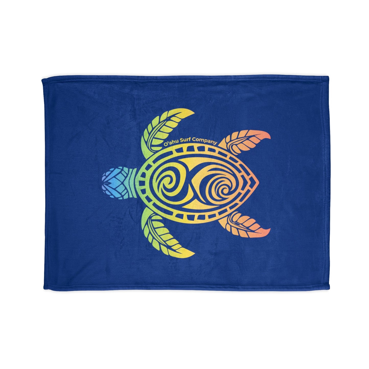 Rainbow Honu Green Sea Turtle Throw Blanket - Dark Blue - O'ahu Surf Company