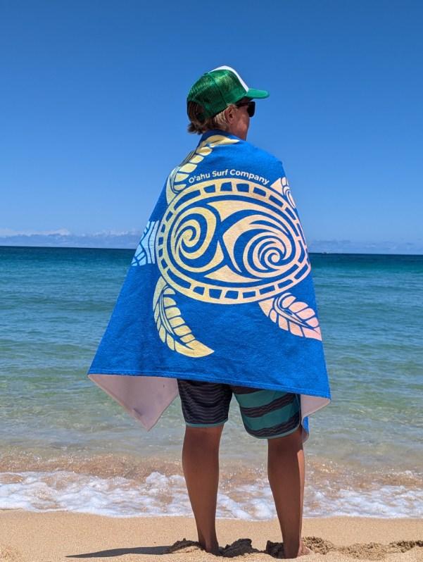 Rainbow Honu Hawaii Green Sea Turtle Beach Towel - O'ahu Surf Company