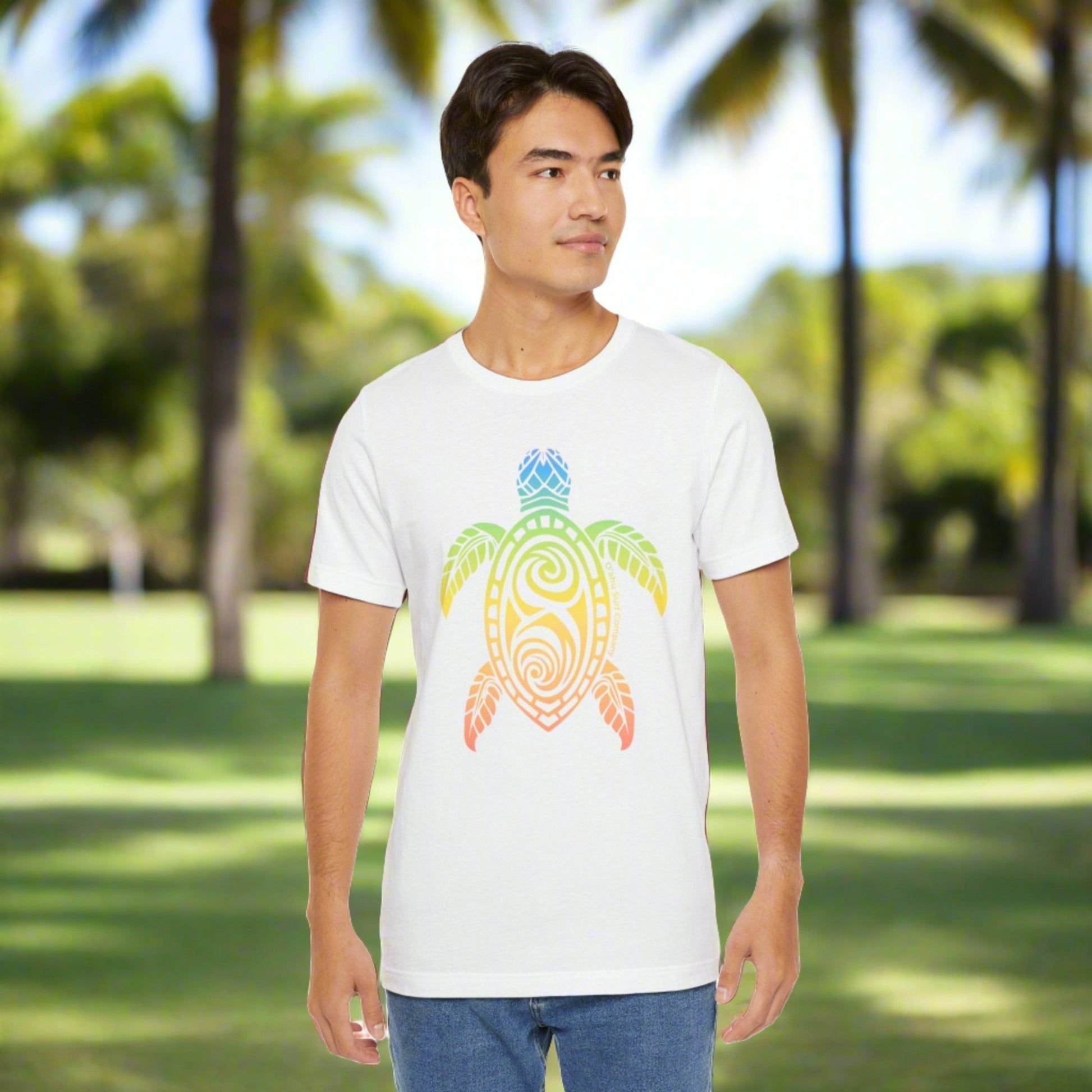 Rainbow Honu Hawaii Green Sea Turtle T-shirt - O'ahu Surf Company