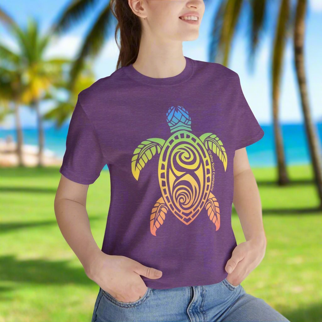 Rainbow Honu Hawaii Green Sea Turtle T-shirt - O'ahu Surf Company