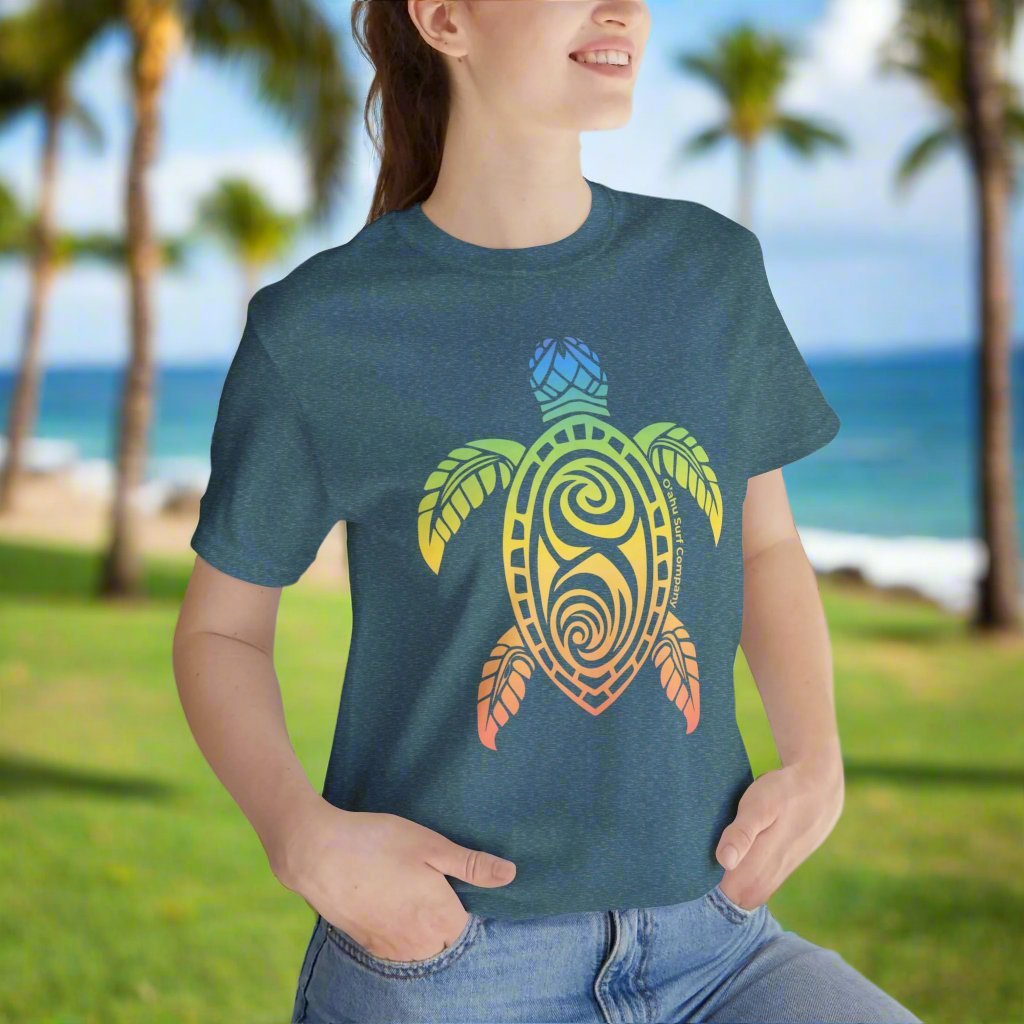 Rainbow Honu Hawaii Green Sea Turtle T-shirt - O'ahu Surf Company