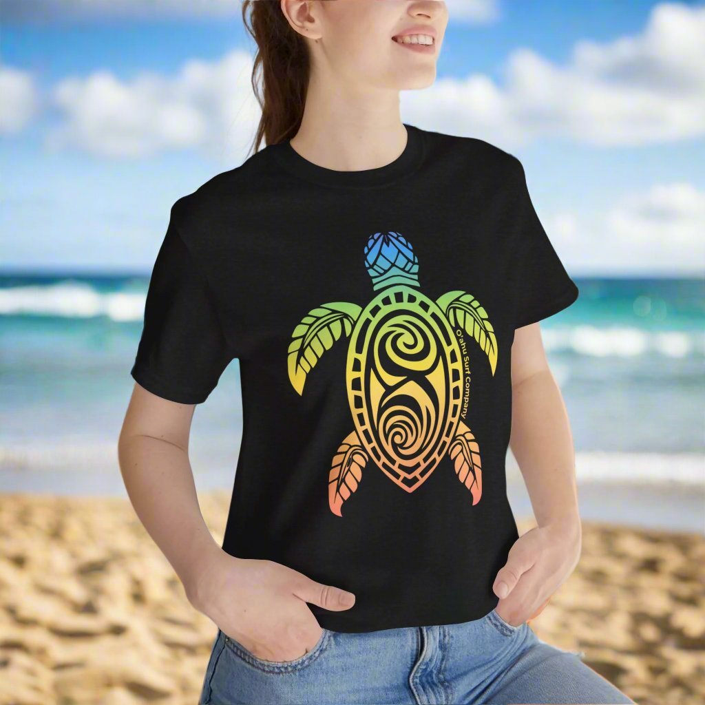 Rainbow Honu Hawaii Green Sea Turtle T-shirt - O'ahu Surf Company