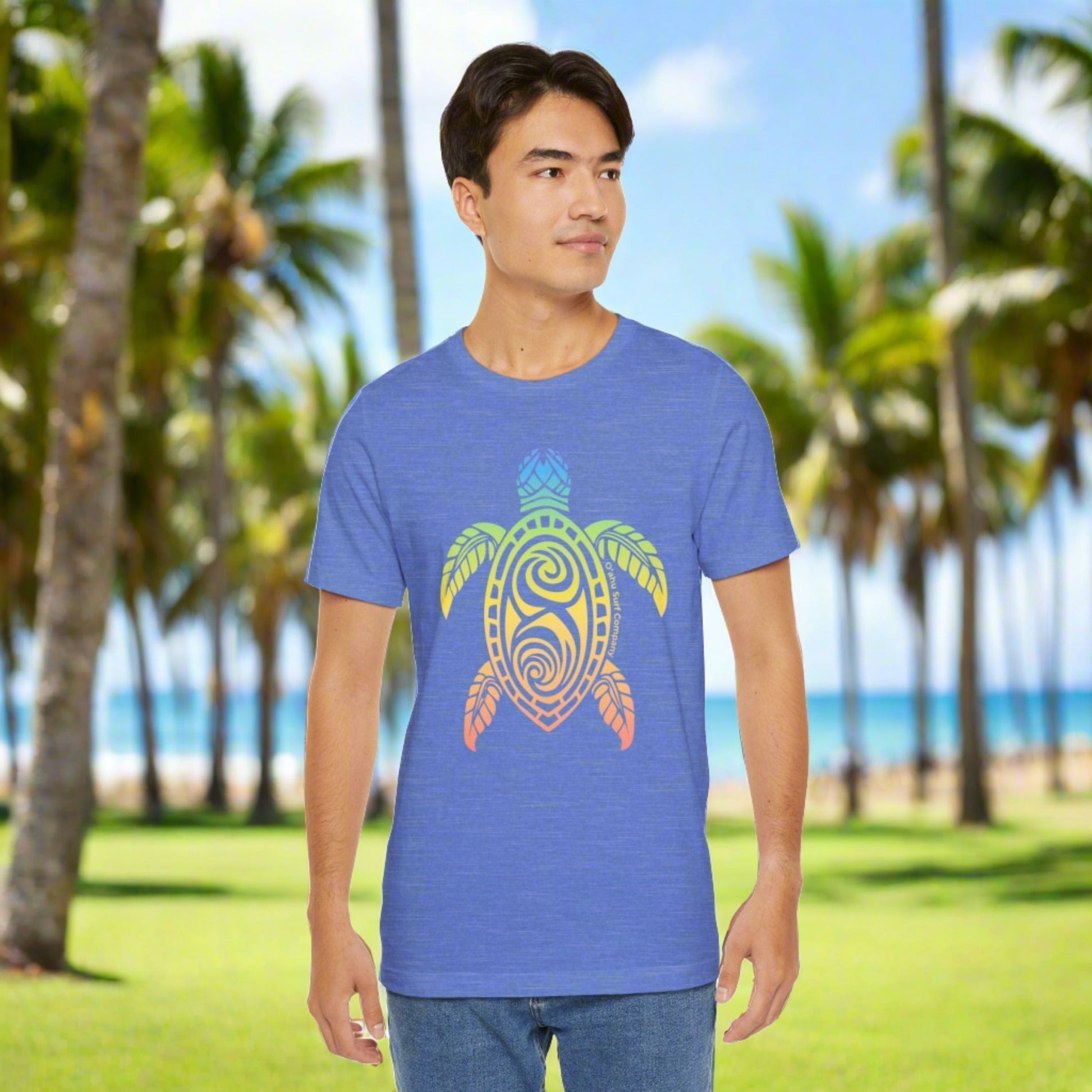 Rainbow Honu Hawaii Green Sea Turtle T-shirt - O'ahu Surf Company