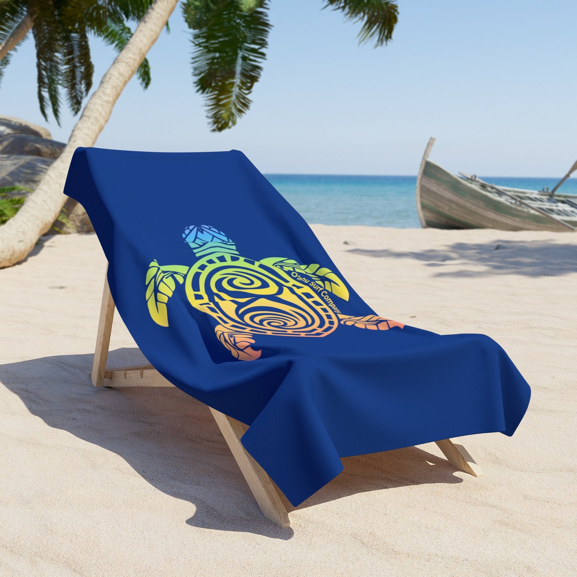 Rainbow Hunu Hawaii Green Sea Turtle Beach Towel - O'ahu Surf Company