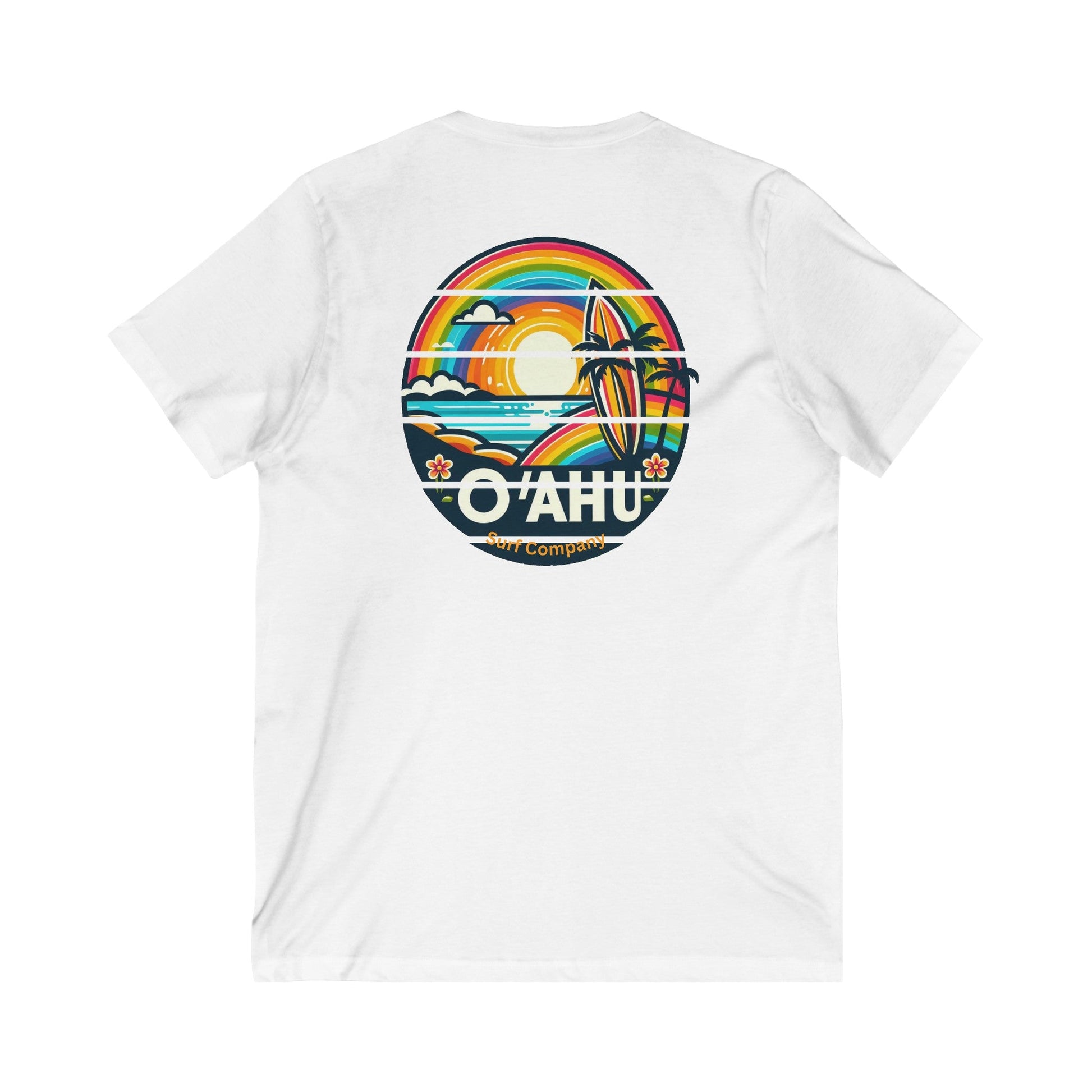 Rainbow Tropical Island V - Neck T-Shirt - O'ahu Surf Company