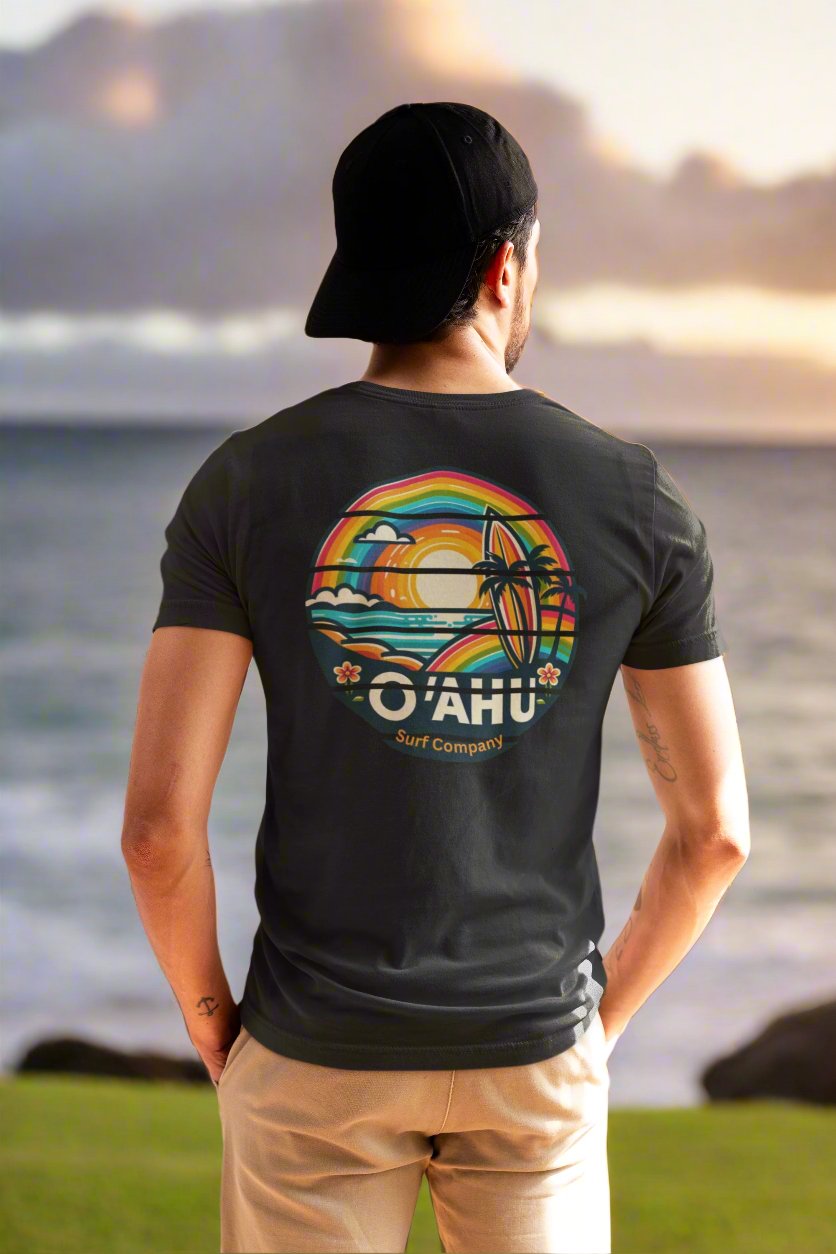 Rainbow Tropical Island V - Neck T-Shirt - O'ahu Surf Company