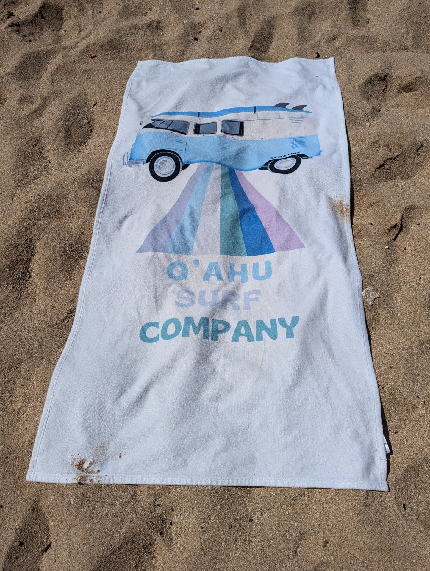 Retro Vintage Surf Bus Hawaii Waikiki Beach Towel - O'ahu Surf Company