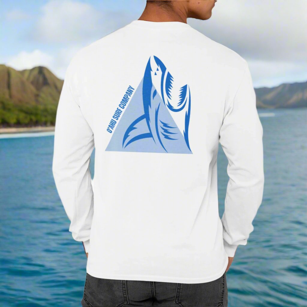 Shark Tooth Oahu Hawaii Surf Long Sleeve T shirt - O'ahu Surf Company