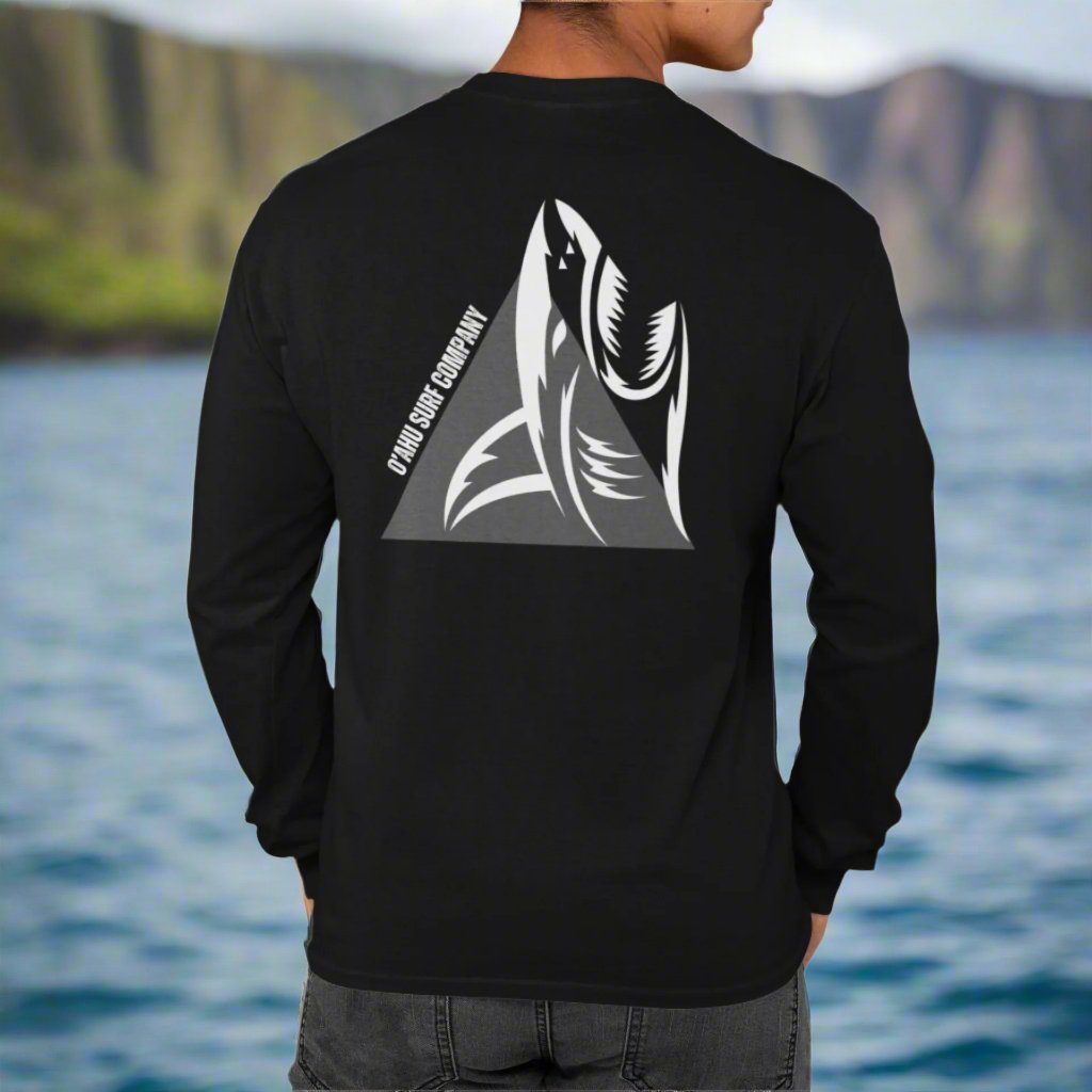 Shark Tooth Oahu Hawaii Surf Long Sleeve T shirt - O'ahu Surf Company