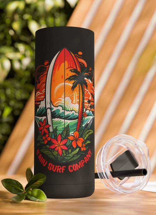 Skinny Tumbler 20oz Hawaii Beach Surfboard - O'ahu Surf Company