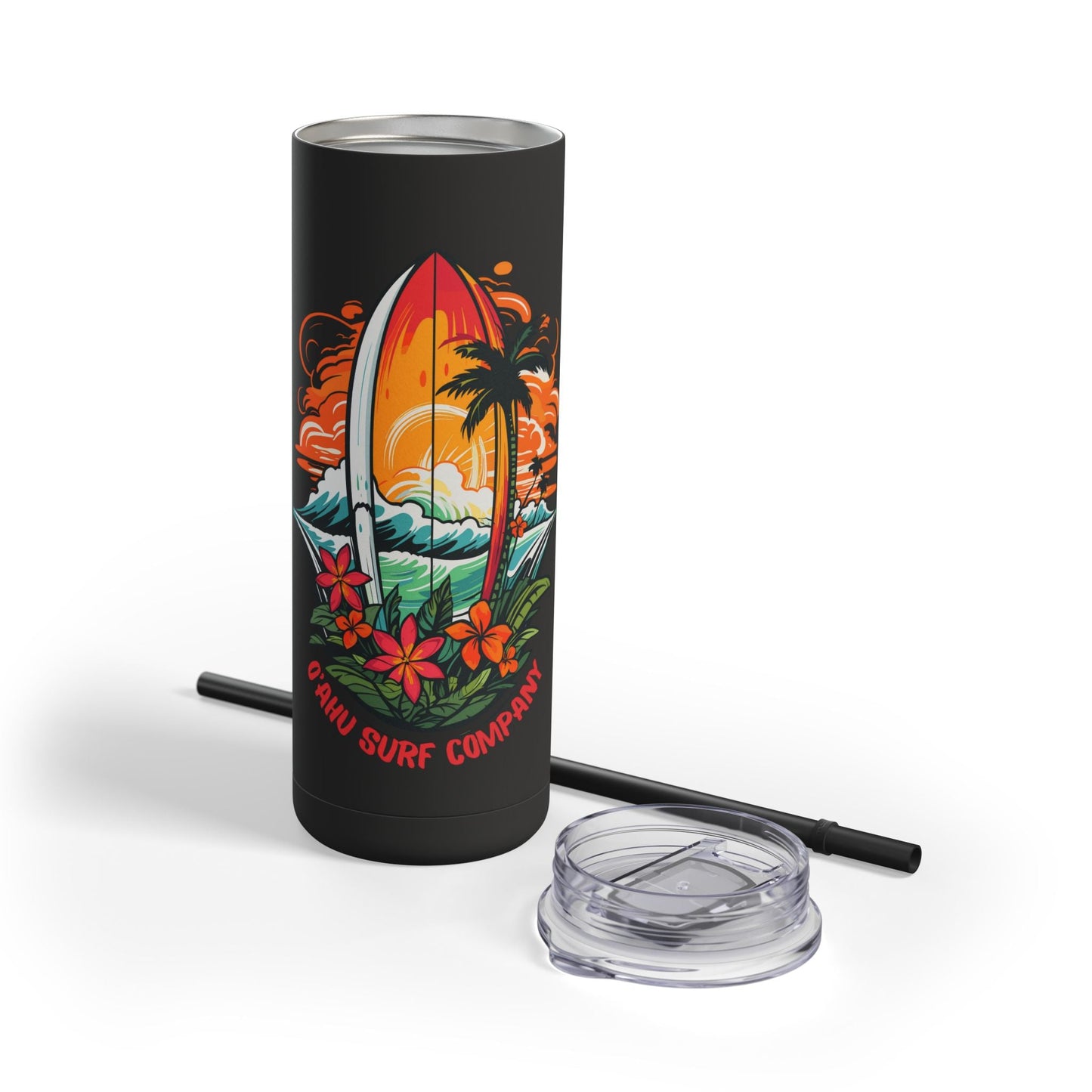 Skinny Tumbler 20oz Hawaii Beach Surfboard - O'ahu Surf Company