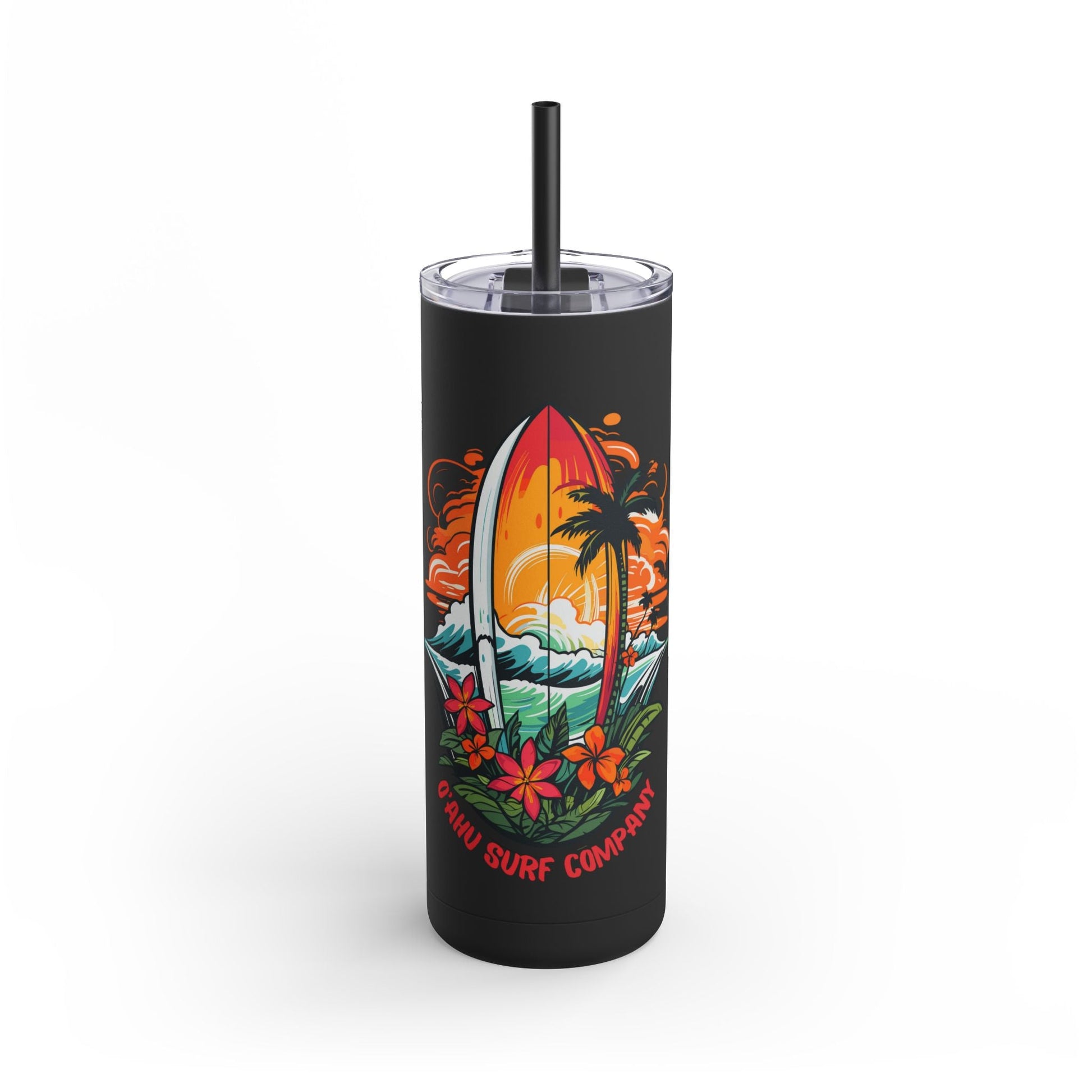 Skinny Tumbler 20oz Hawaii Beach Surfboard - O'ahu Surf Company