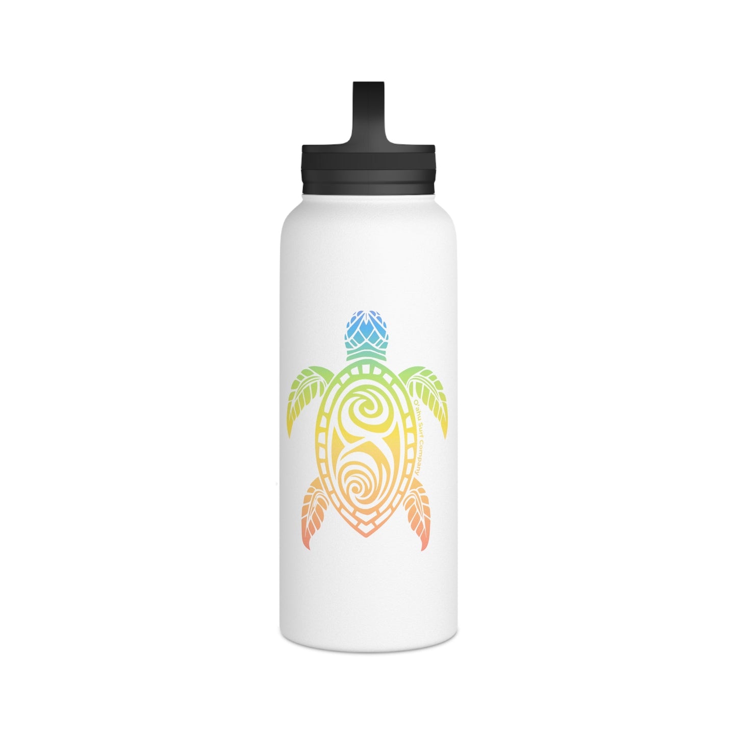 Stainless Steel Water Bottle with Rainbow Sea Turtle Design – Double - Wall Insulated 12oz, 18oz, 32oz - O'ahu Surf Company