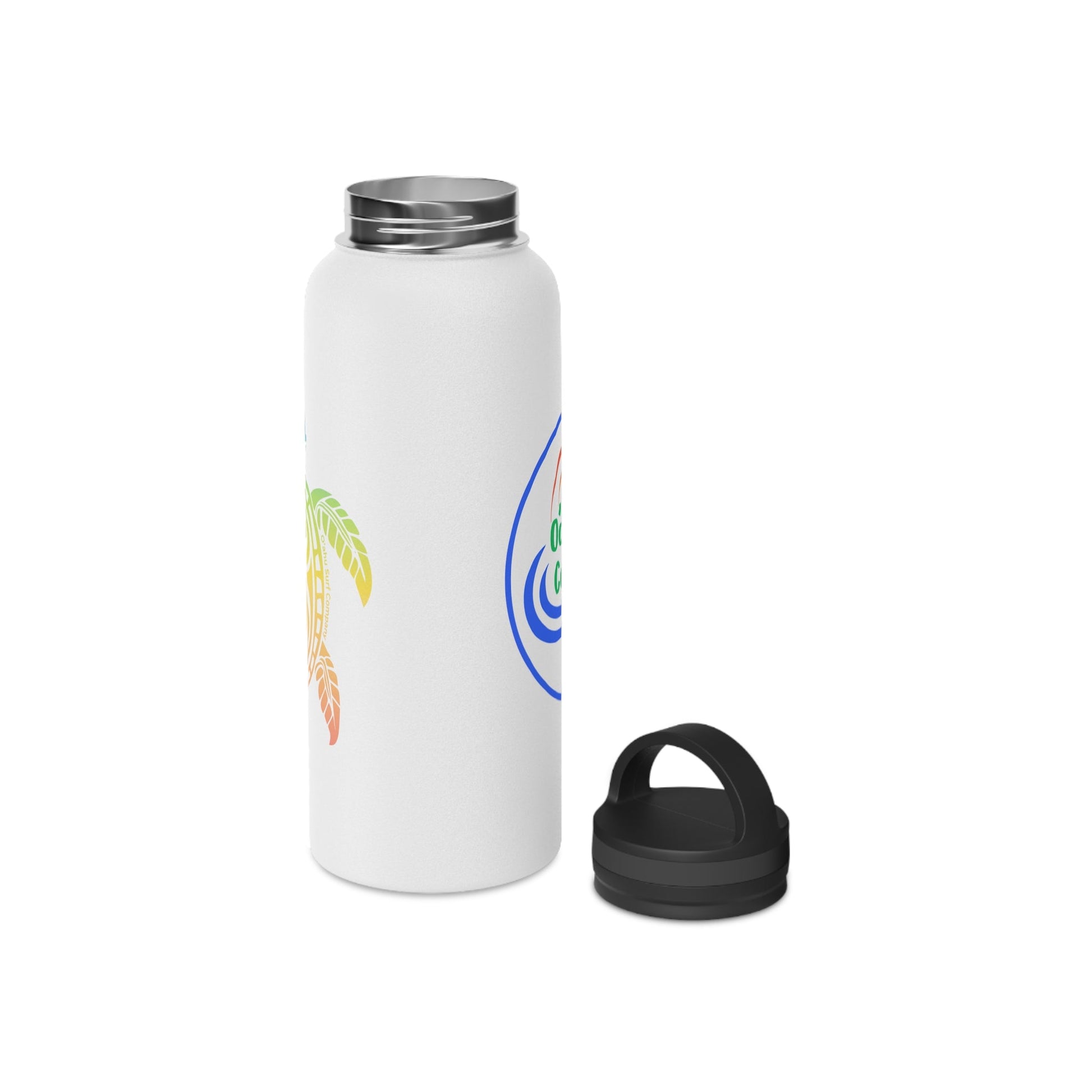 Stainless Steel Water Bottle with Rainbow Sea Turtle Design – Double - Wall Insulated 12oz, 18oz, 32oz - O'ahu Surf Company