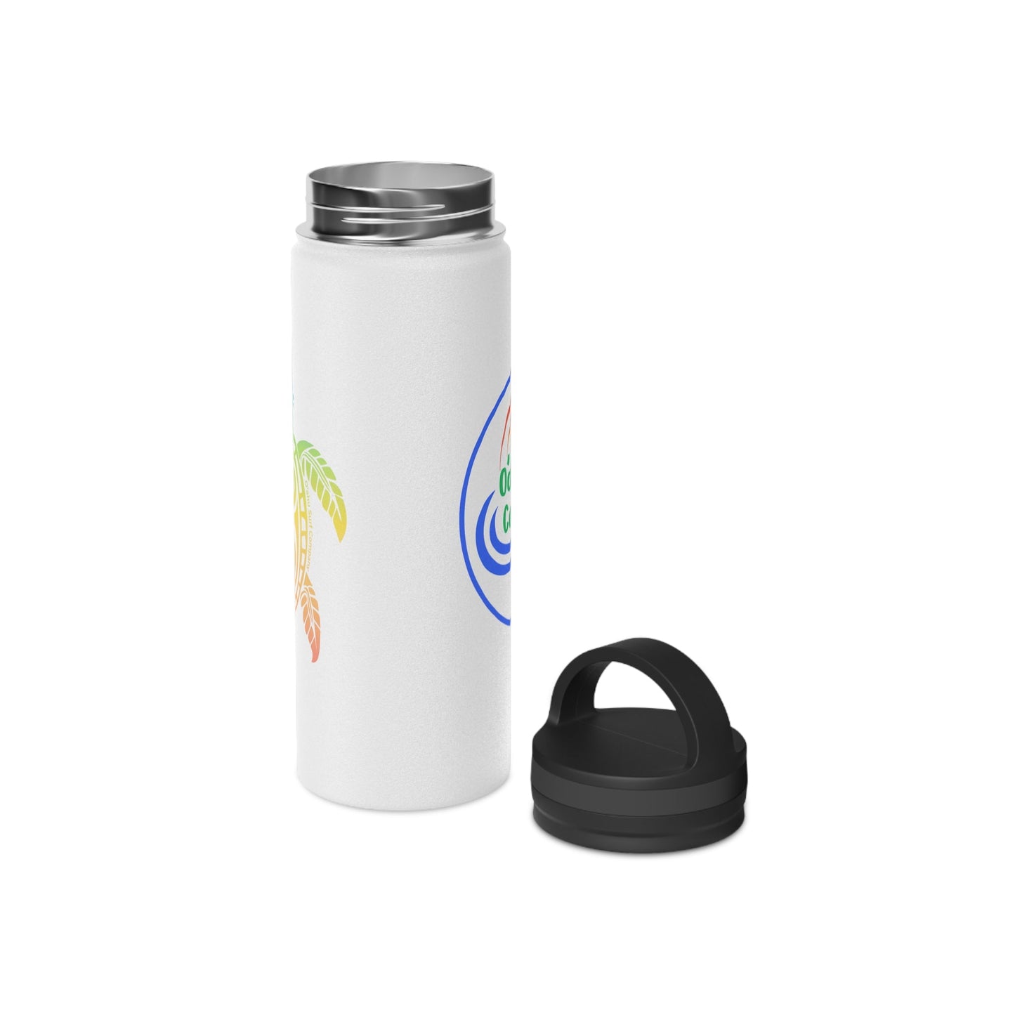 Stainless Steel Water Bottle with Rainbow Sea Turtle Design – Double - Wall Insulated 12oz, 18oz, 32oz - O'ahu Surf Company